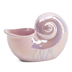 Rae Dunn Calm Pink Lustrous Ceramic Shell NIB Beach Gift Mermaid Pastel Shiny